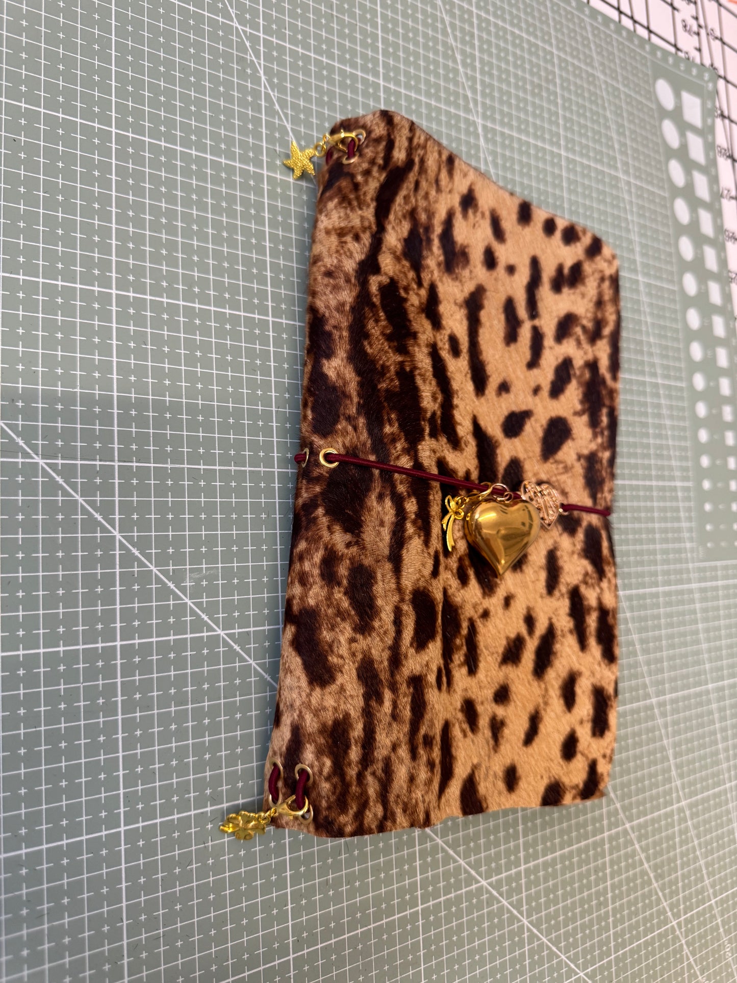 A5 Tri-Fold Leopard Print Leather Journal Cover 1