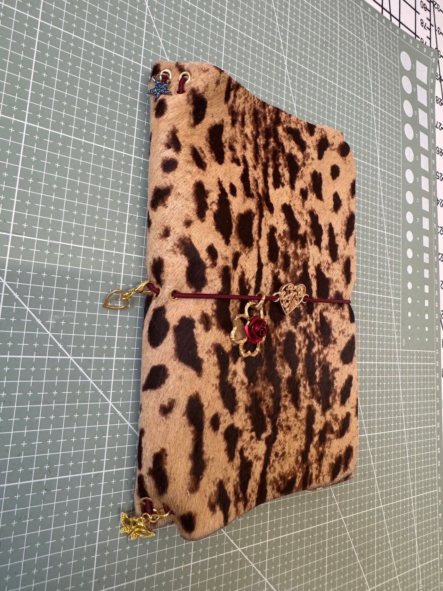 A5 Tri-Fold Leopard Print Leather Journal Cover 2