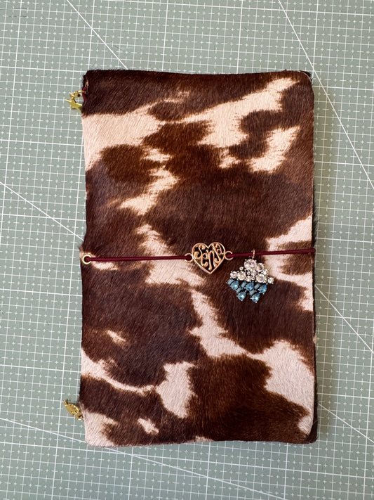 A5 Tri-Fold Cow Print Leather Journal Cover 1