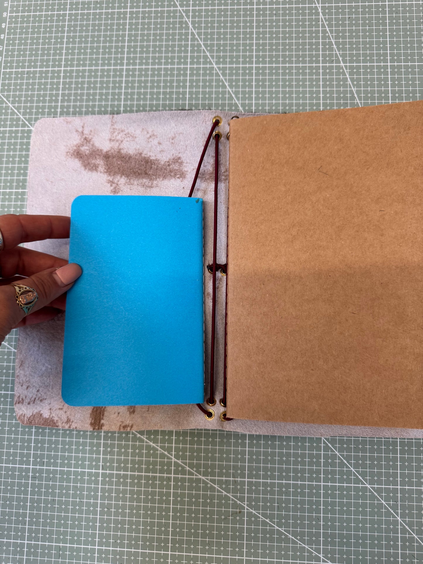 A5 Tri-Fold Cow Print Leather Journal Cover 1