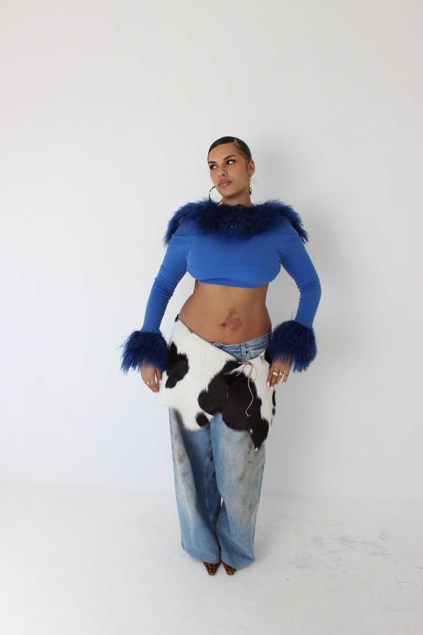 Cowhide Leather Wrap Skirt