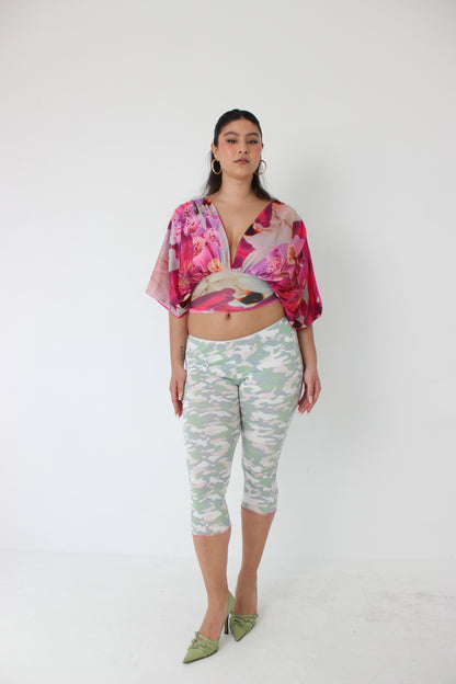 Flower Mesh Drape Top