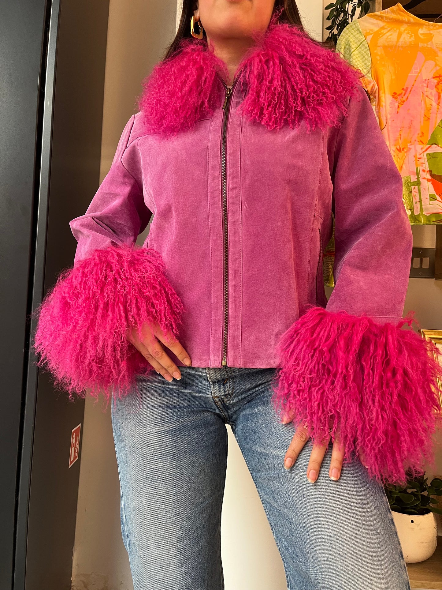 Purple and pink suede jacket