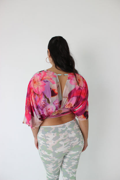 Flower Mesh Drape Top