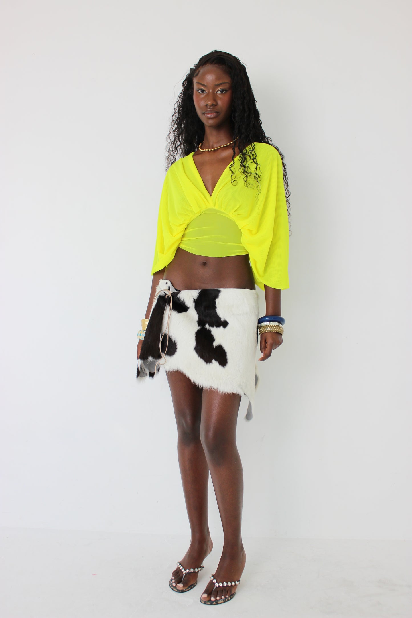 Cowhide Leather Wrap Skirt