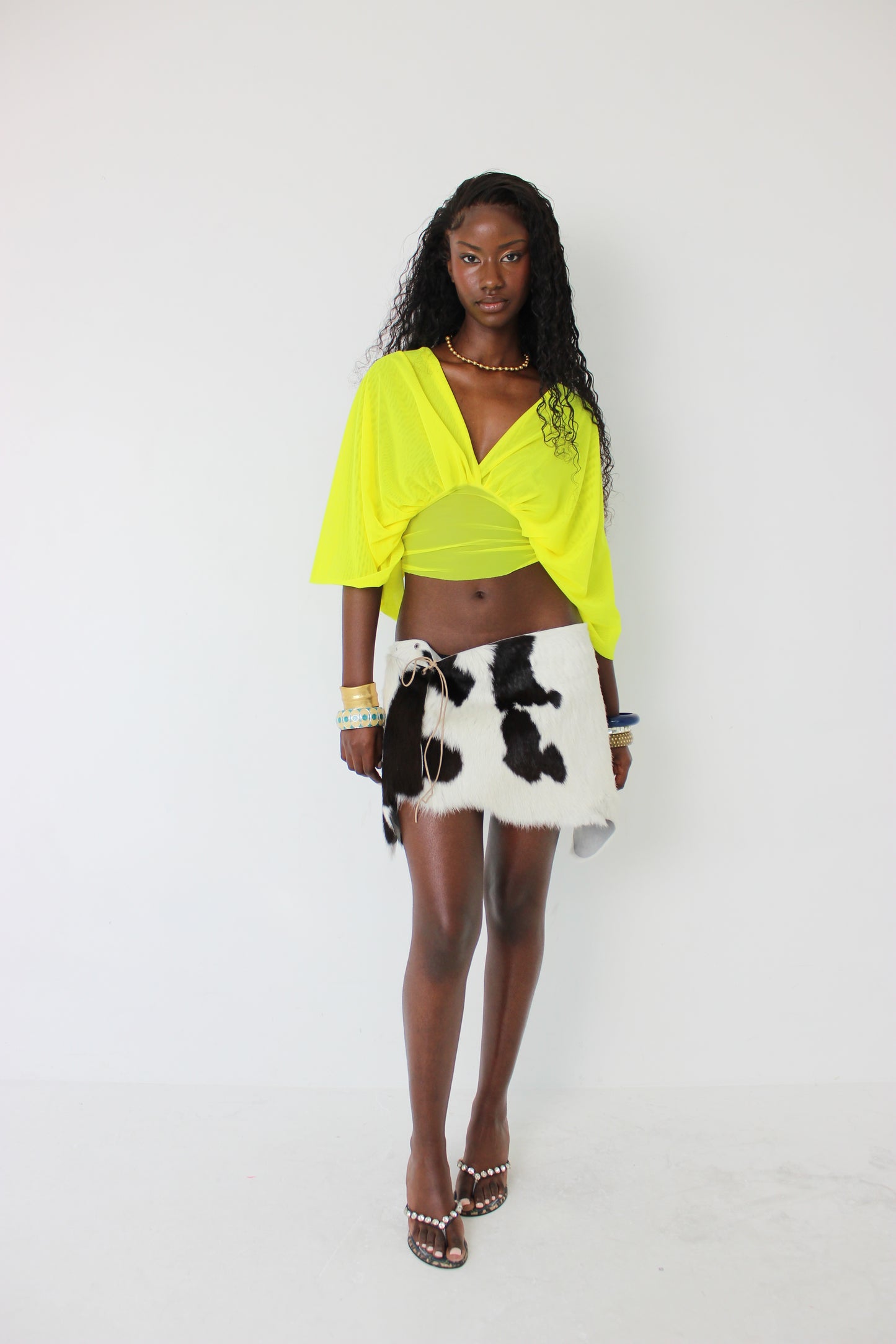 Cowhide Leather Wrap Skirt