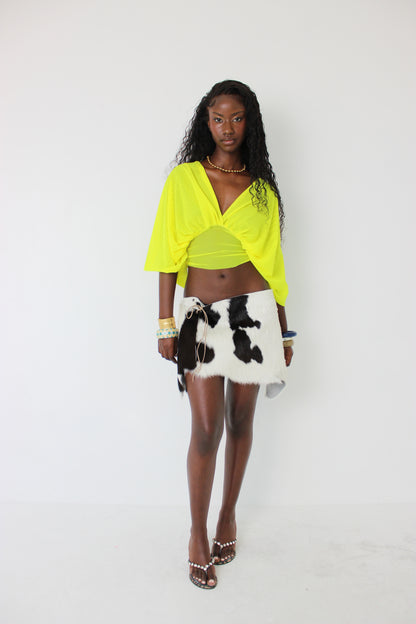 Cowhide Leather Wrap Skirt