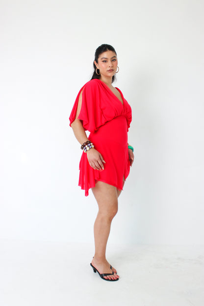 Red Drape Mini Dress