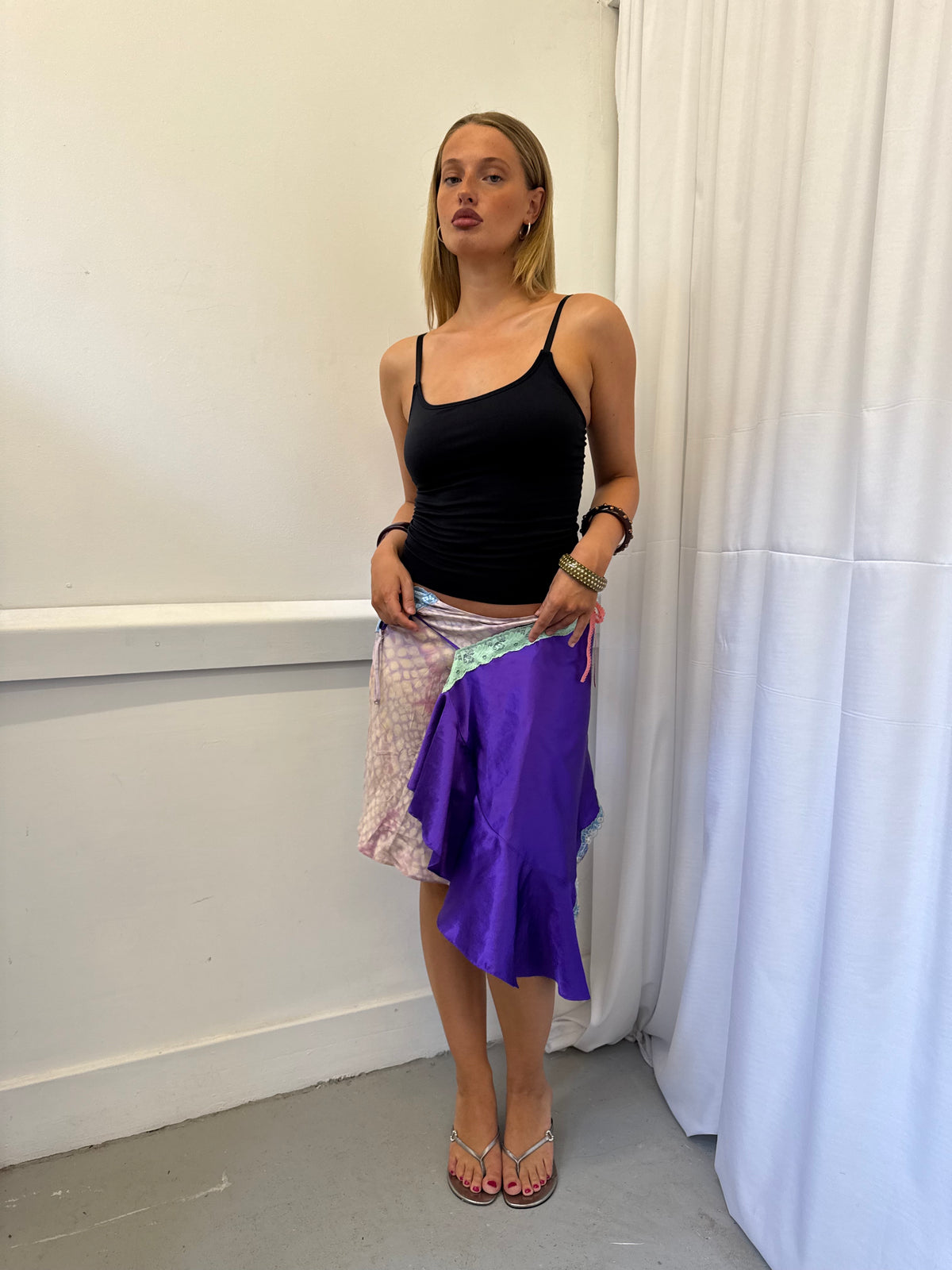 Upcycled Purple Patchwork Wrap Skirt
