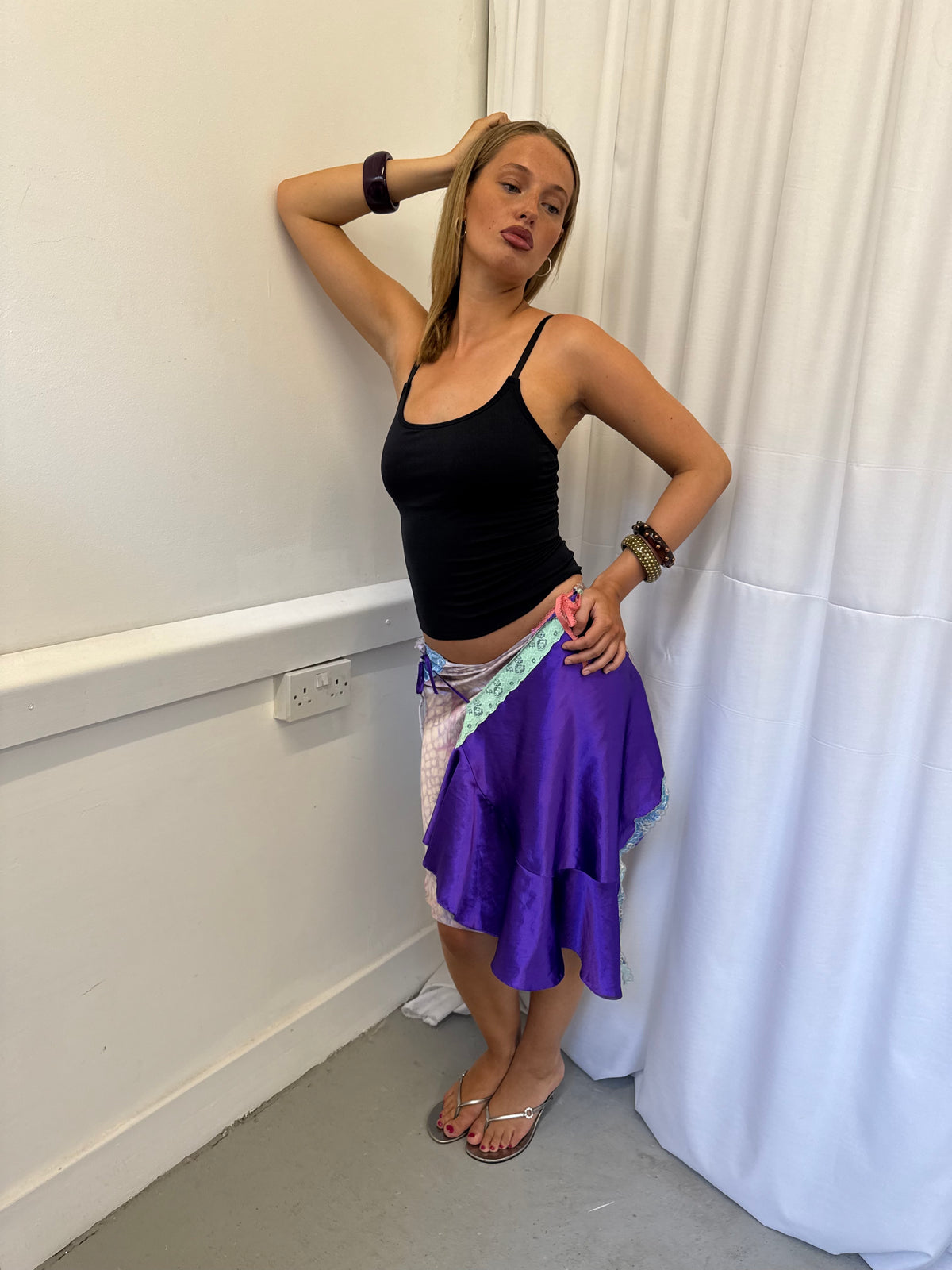 Upcycled Purple Patchwork Wrap Skirt