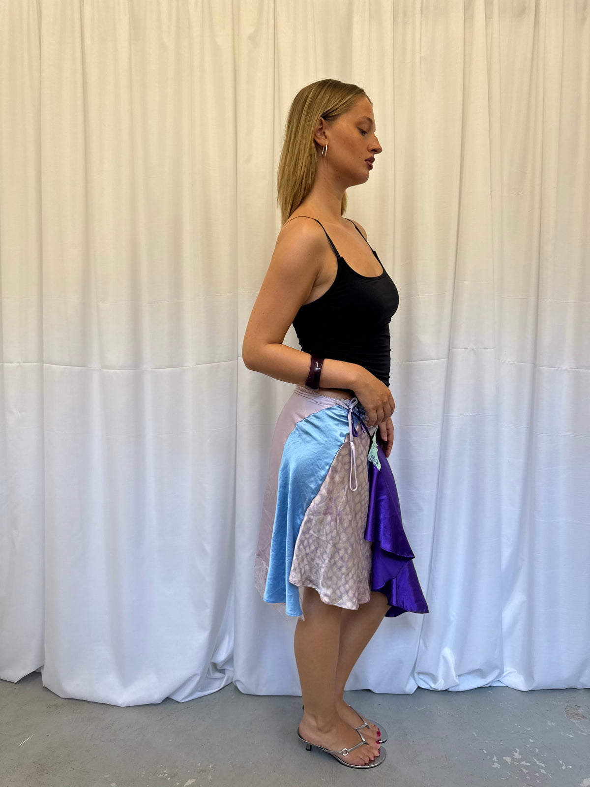 Upcycled Purple Patchwork Wrap Skirt