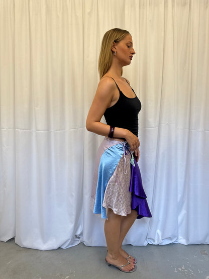 Upcycled Purple Patchwork Wrap Skirt