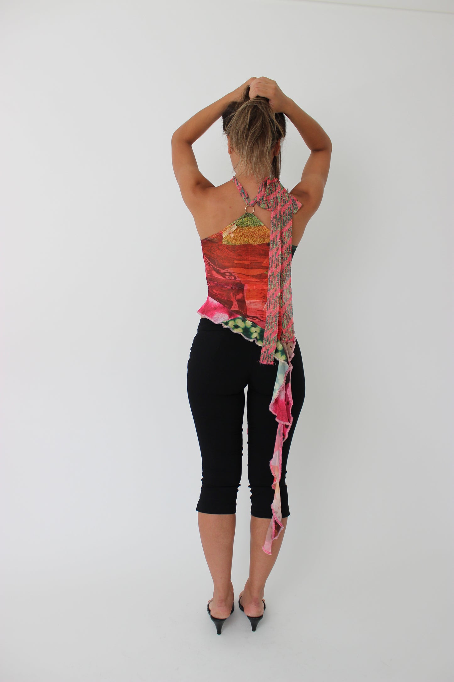 Mesh Patchwork Halter Top
