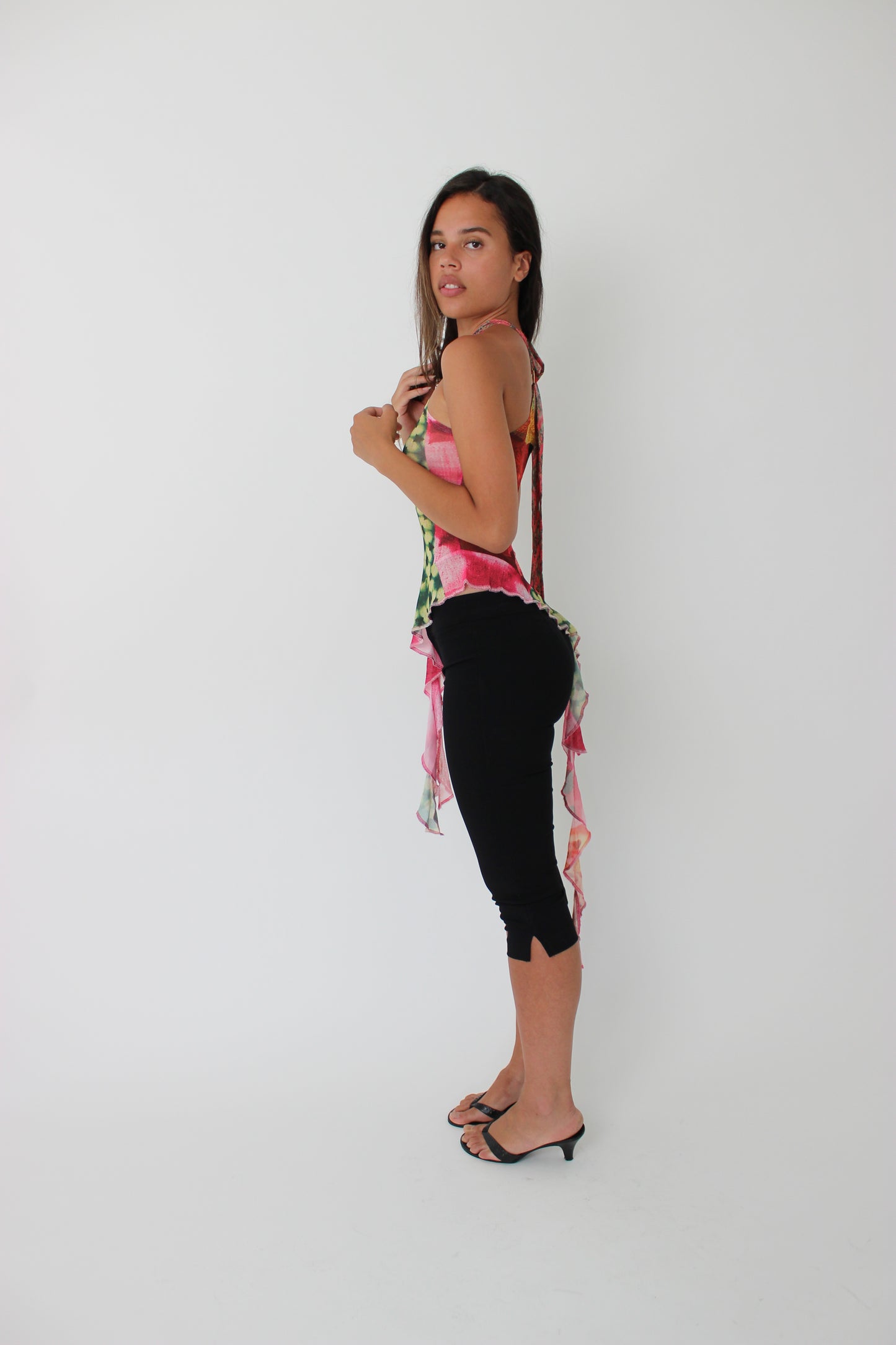 Mesh Patchwork Halter Top