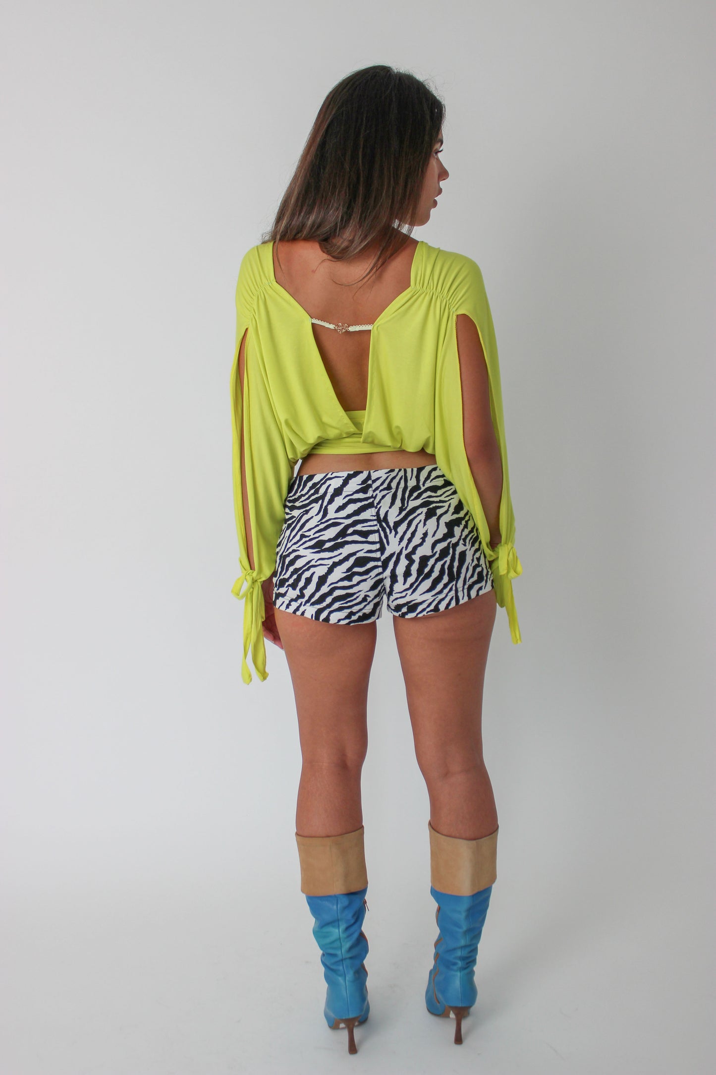 Chartreuse Long-sleeve Drape Top
