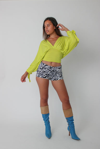 Chartreuse Long-sleeve Drape Top