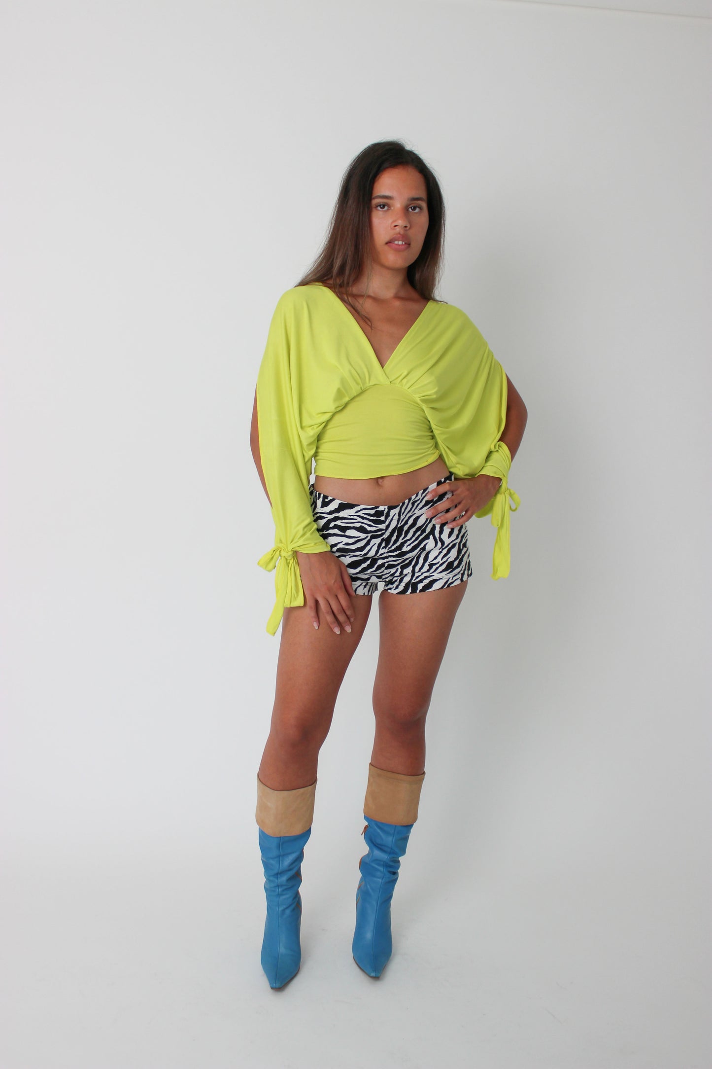 Chartreuse Long-sleeve Drape Top