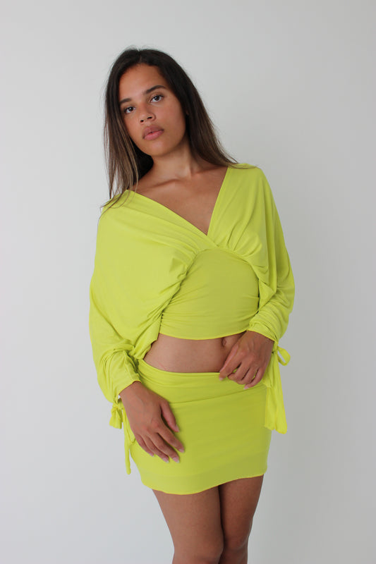 Chartreuse Long-sleeve Drape Top