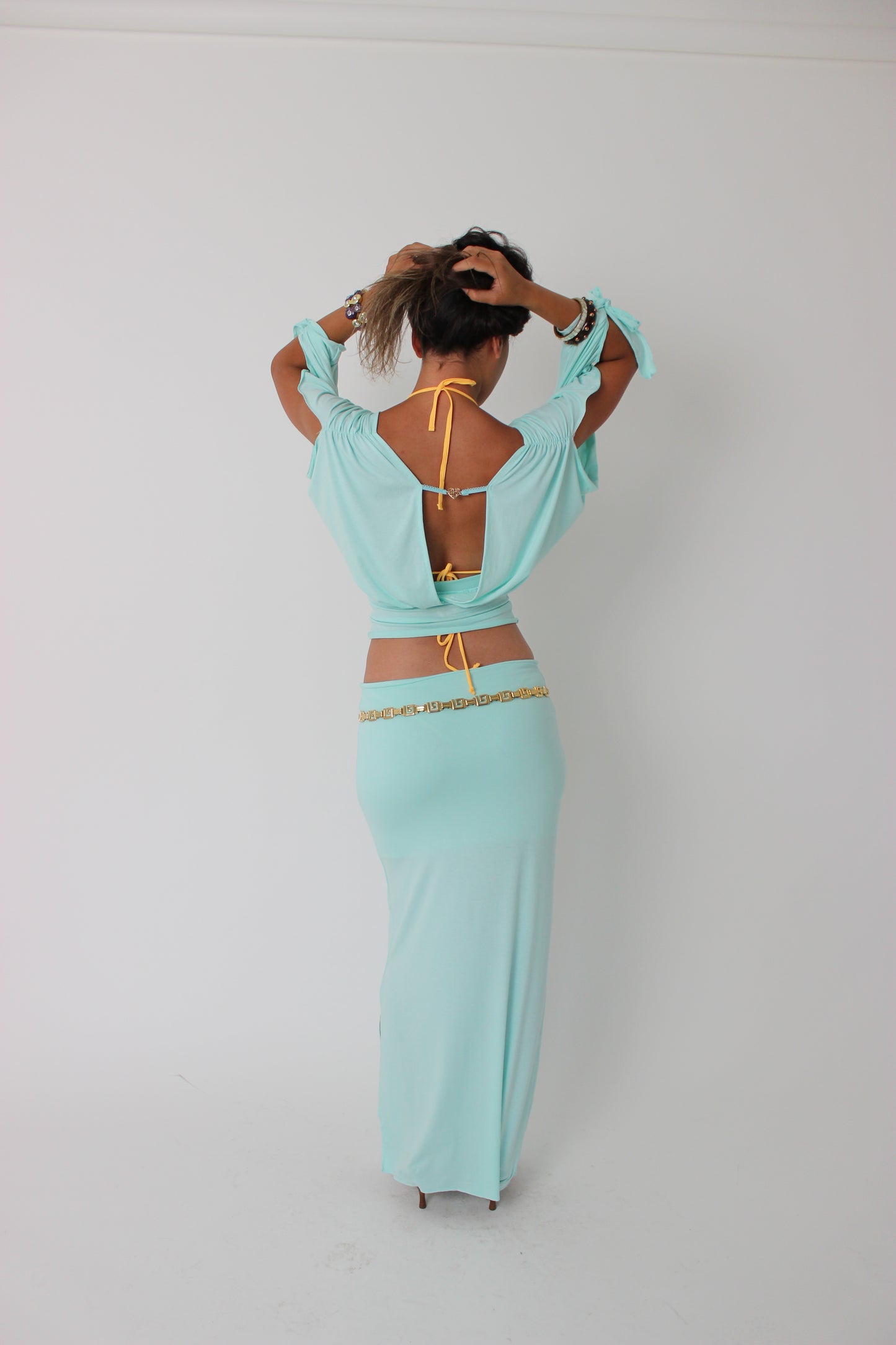 Aqua Blue Maxi Skirt