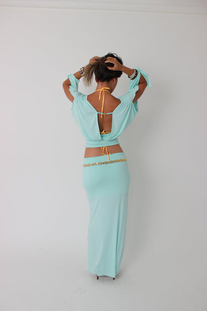 Aqua Blue Maxi Skirt