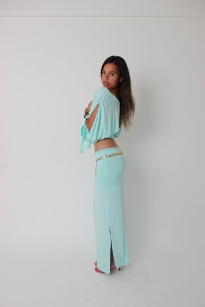 Aqua Blue Maxi Skirt