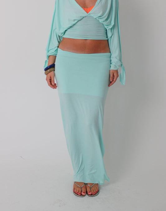 Aqua Blue Maxi Skirt