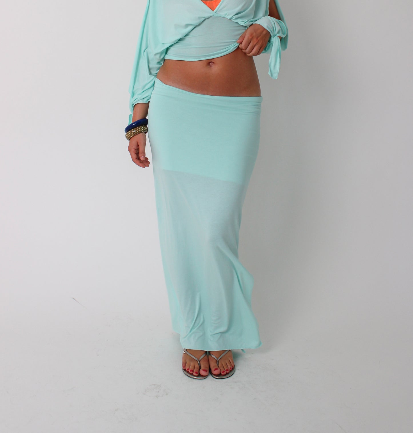 Aqua Blue Maxi Skirt