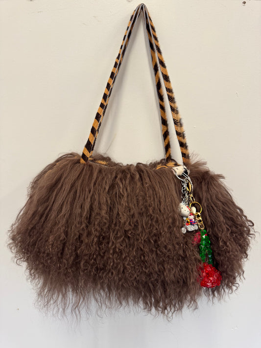 The Brown & Zebra Mongolian Wool Bowler Bag