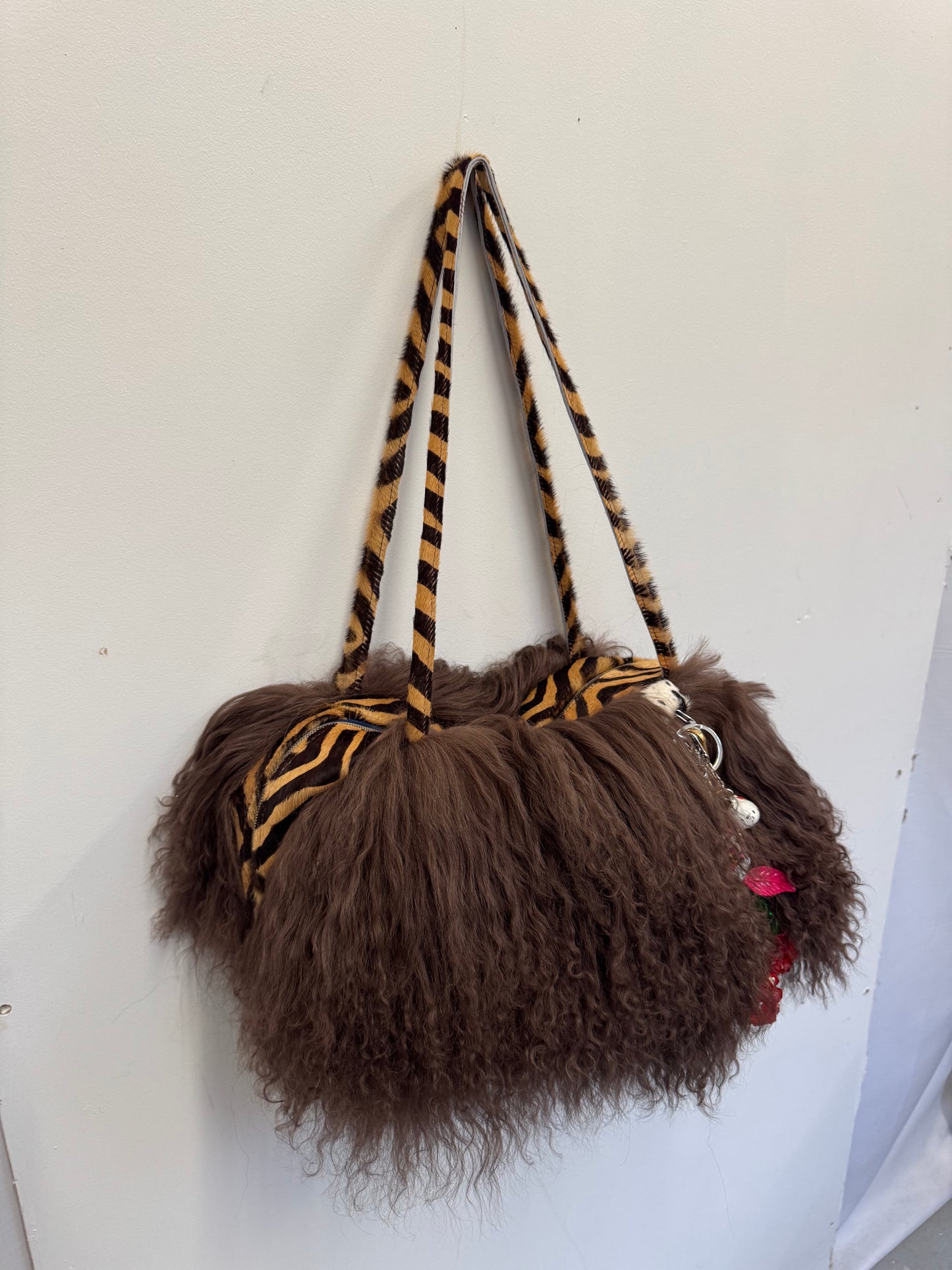 The Brown & Zebra Mongolian Wool Bowler Bag