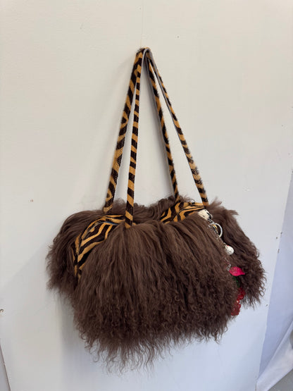 The Brown & Zebra Mongolian Wool Bowler Bag