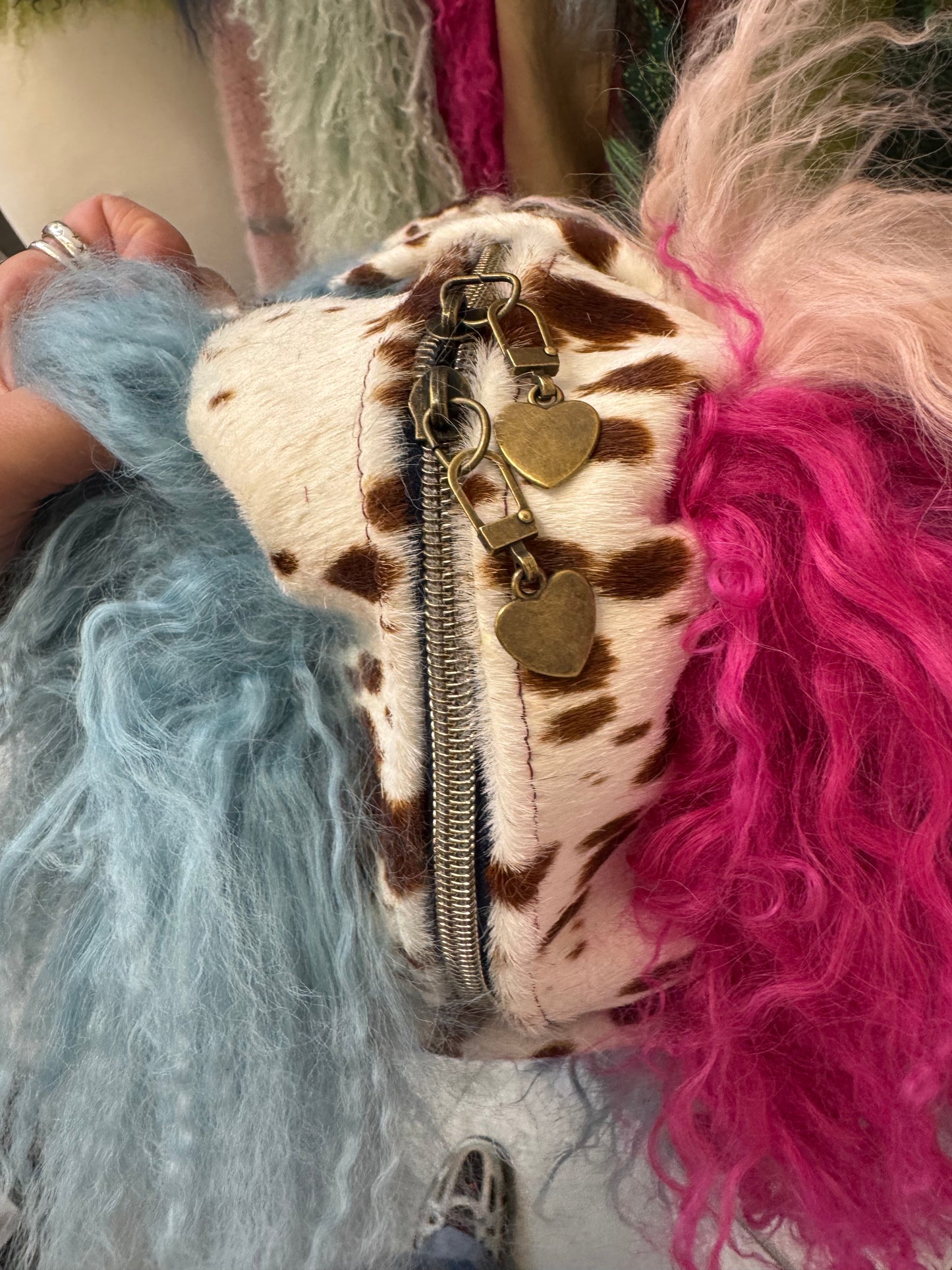 The Blue Patchwork Mongolian Wool Bowler Bag