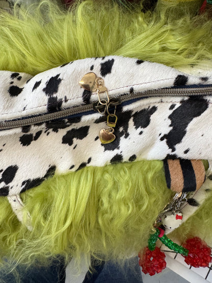 The Lime Green & Dalmatian Mongolian Wool Bowler Bag