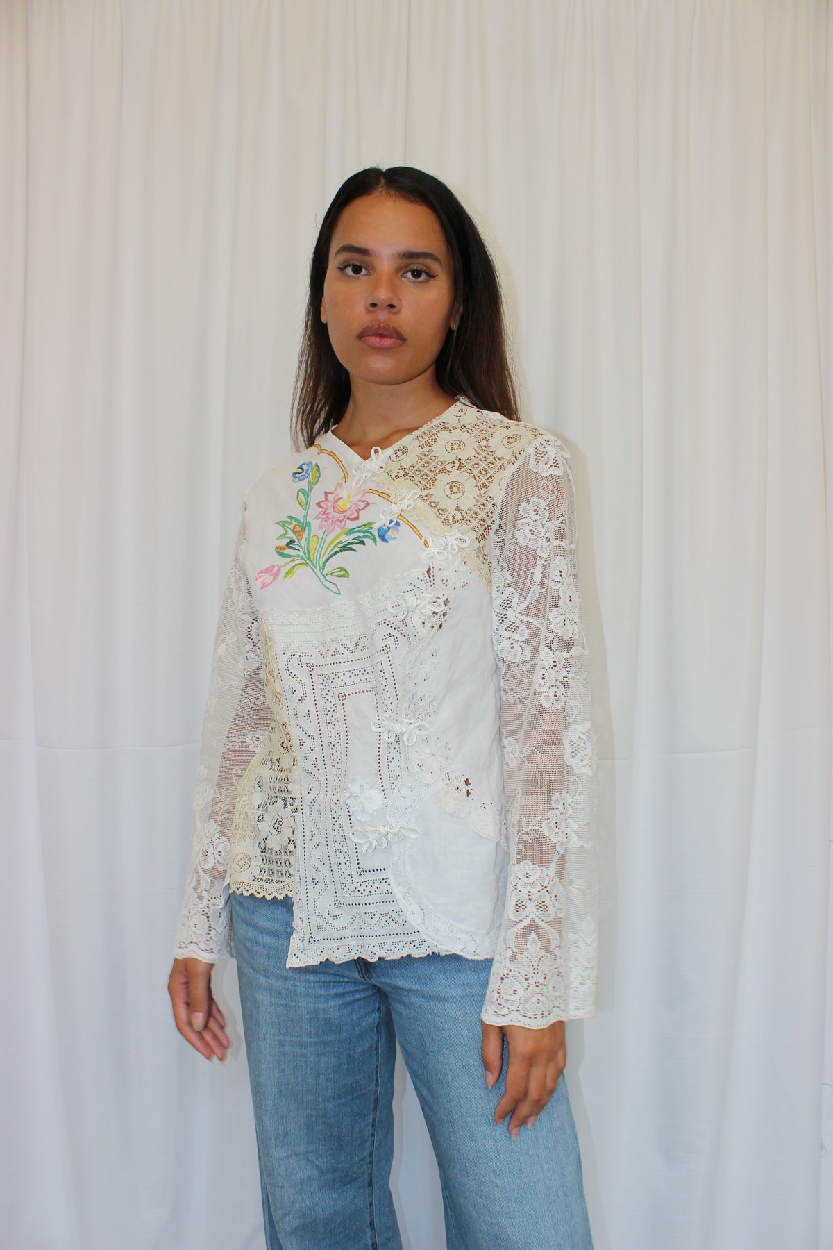 Upcycled Asymmetric Lace Shirt