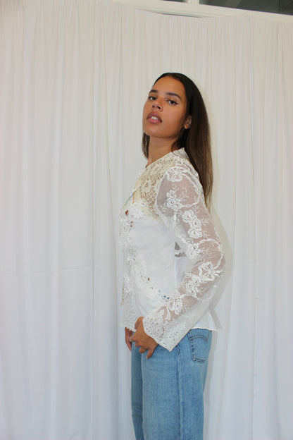 Upcycled Asymmetric Lace Shirt