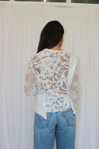 Upcycled Asymmetric Lace Shirt