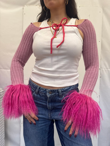 Pink Wool Knit Sleeves - 1/1 piece