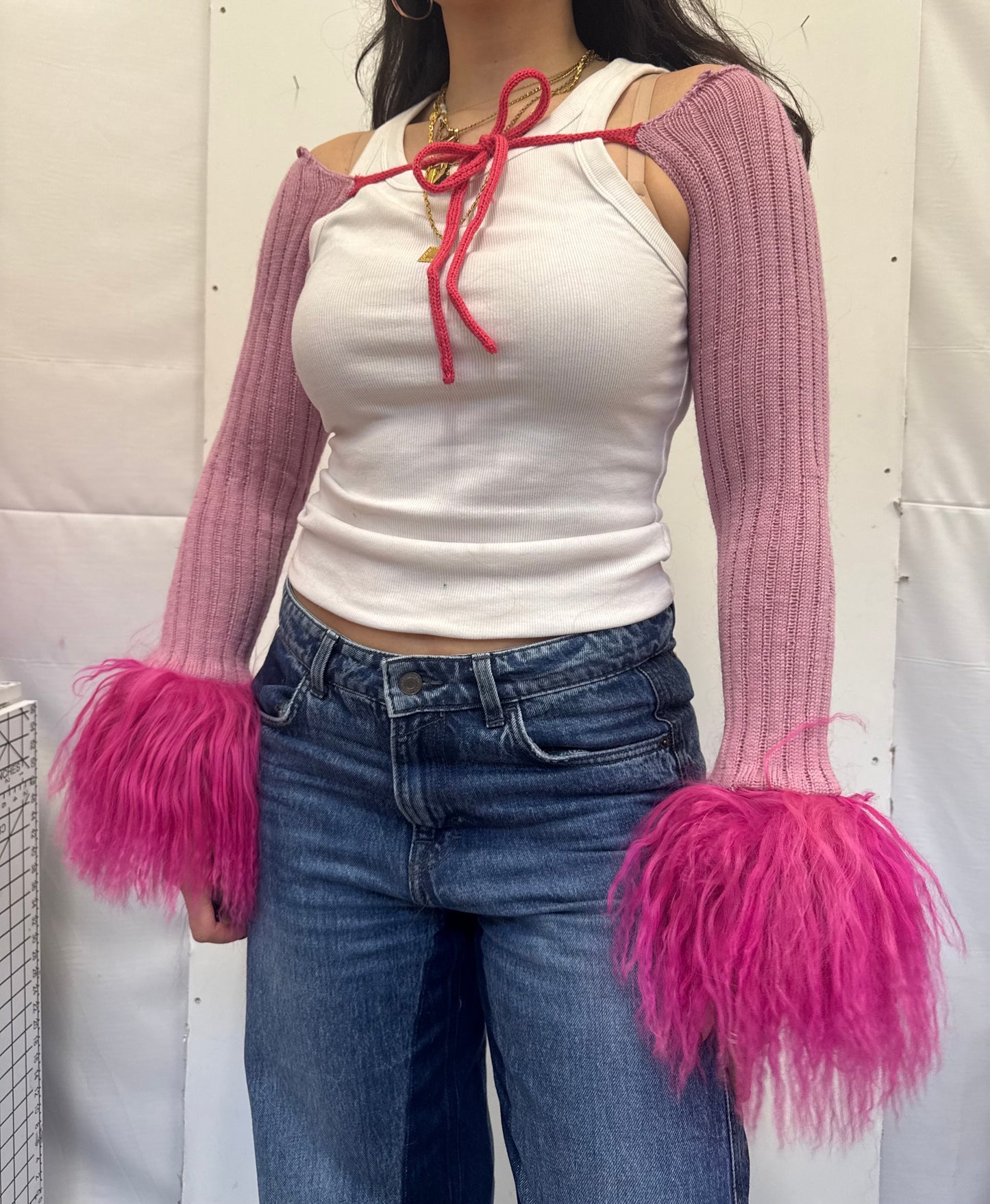 Pink Wool Knit Sleeves - 1/1 piece