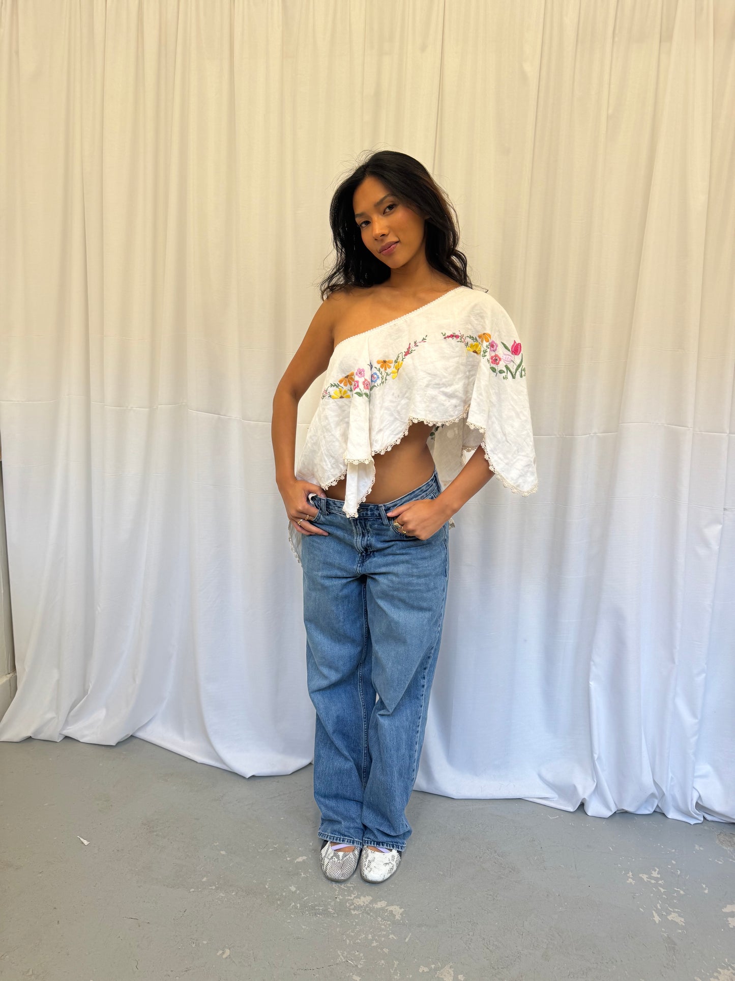 Upcycled Asymmetric Cotton Top