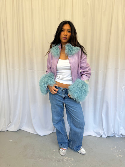 Lilac and Blue Leather Jacket