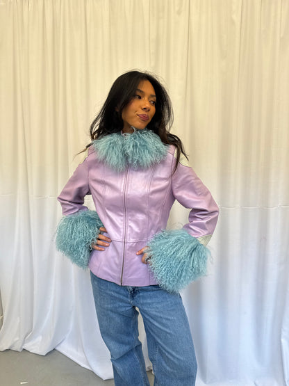 Lilac and Blue Leather Jacket