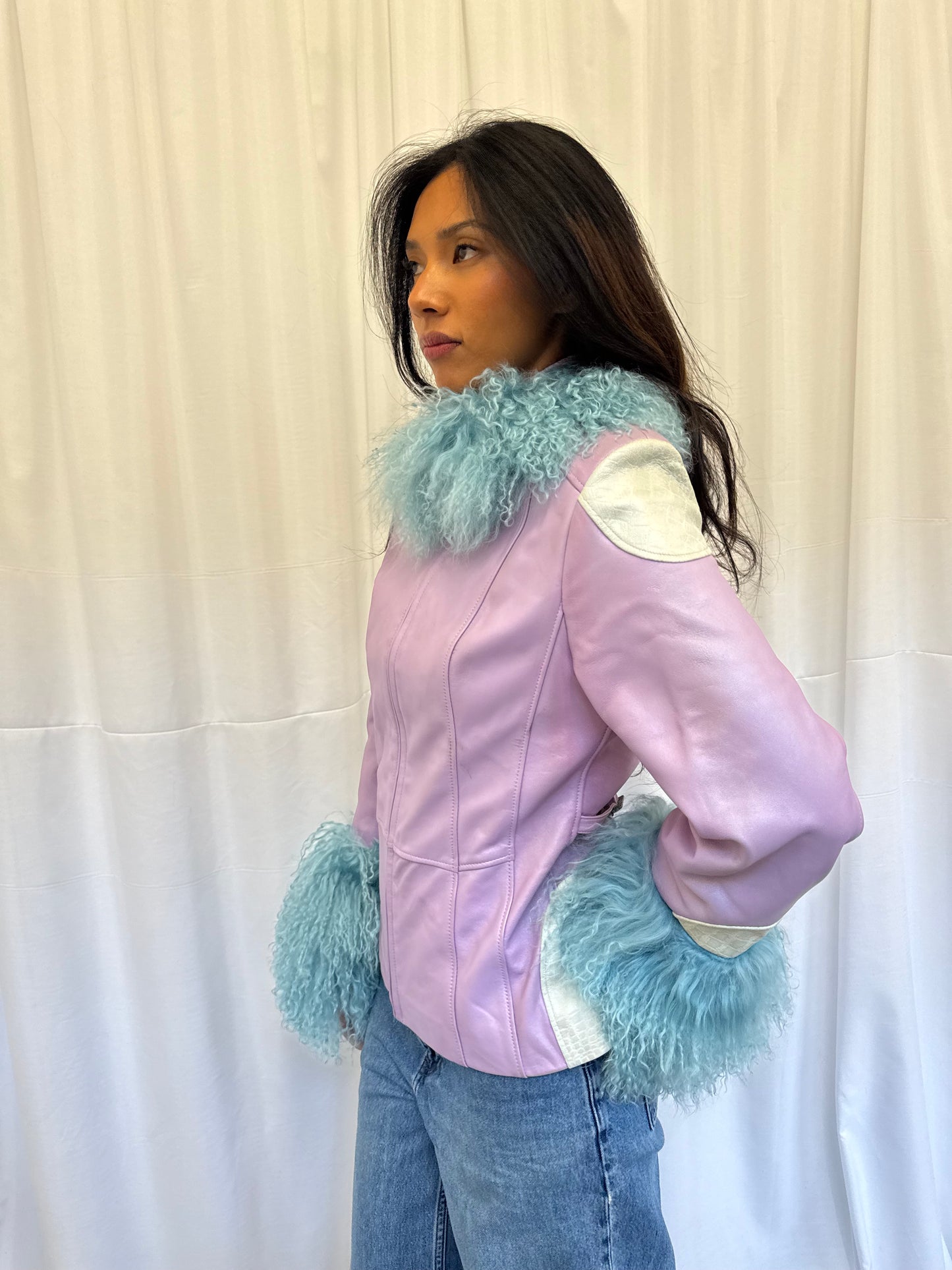 Lilac and Blue Leather Jacket