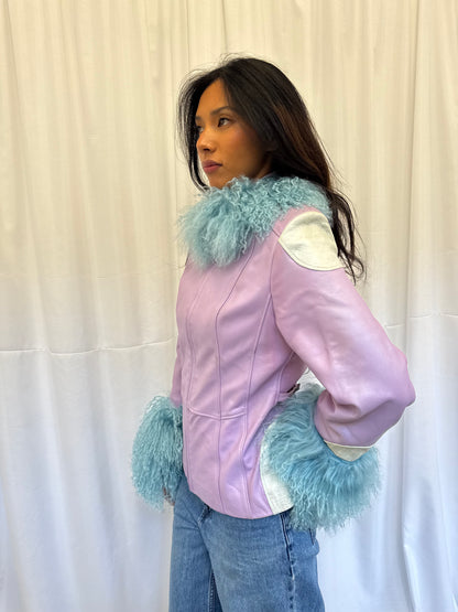 Lilac and Blue Leather Jacket