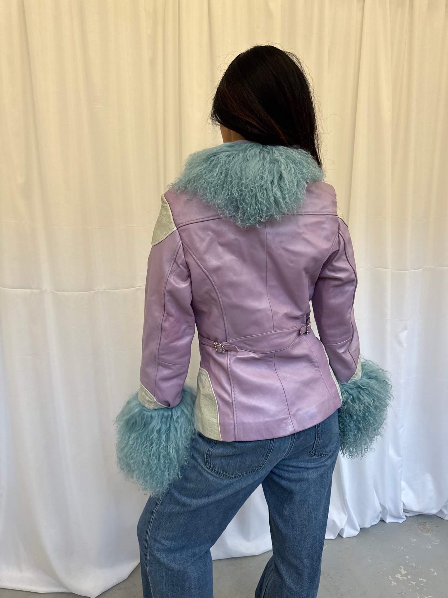 Lilac and Blue Leather Jacket