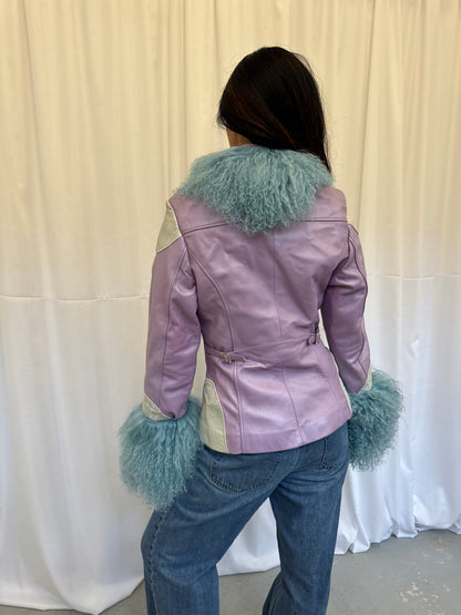 Lilac and Blue Leather Jacket
