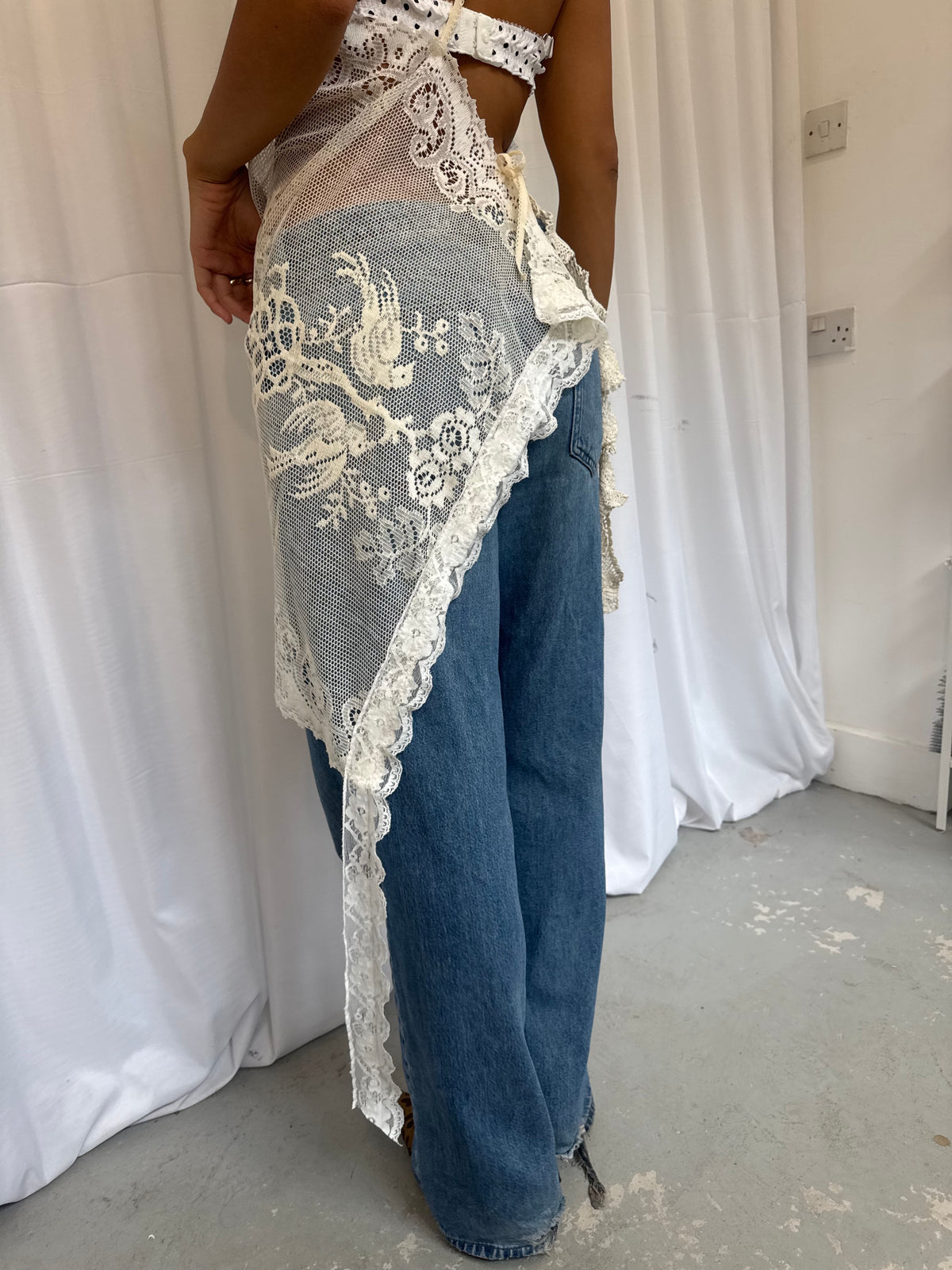 Upcycled Asymmetric Lace Top