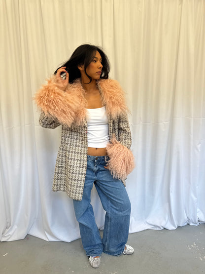 Pink Tweed Jacket with Baby Pink Fluff