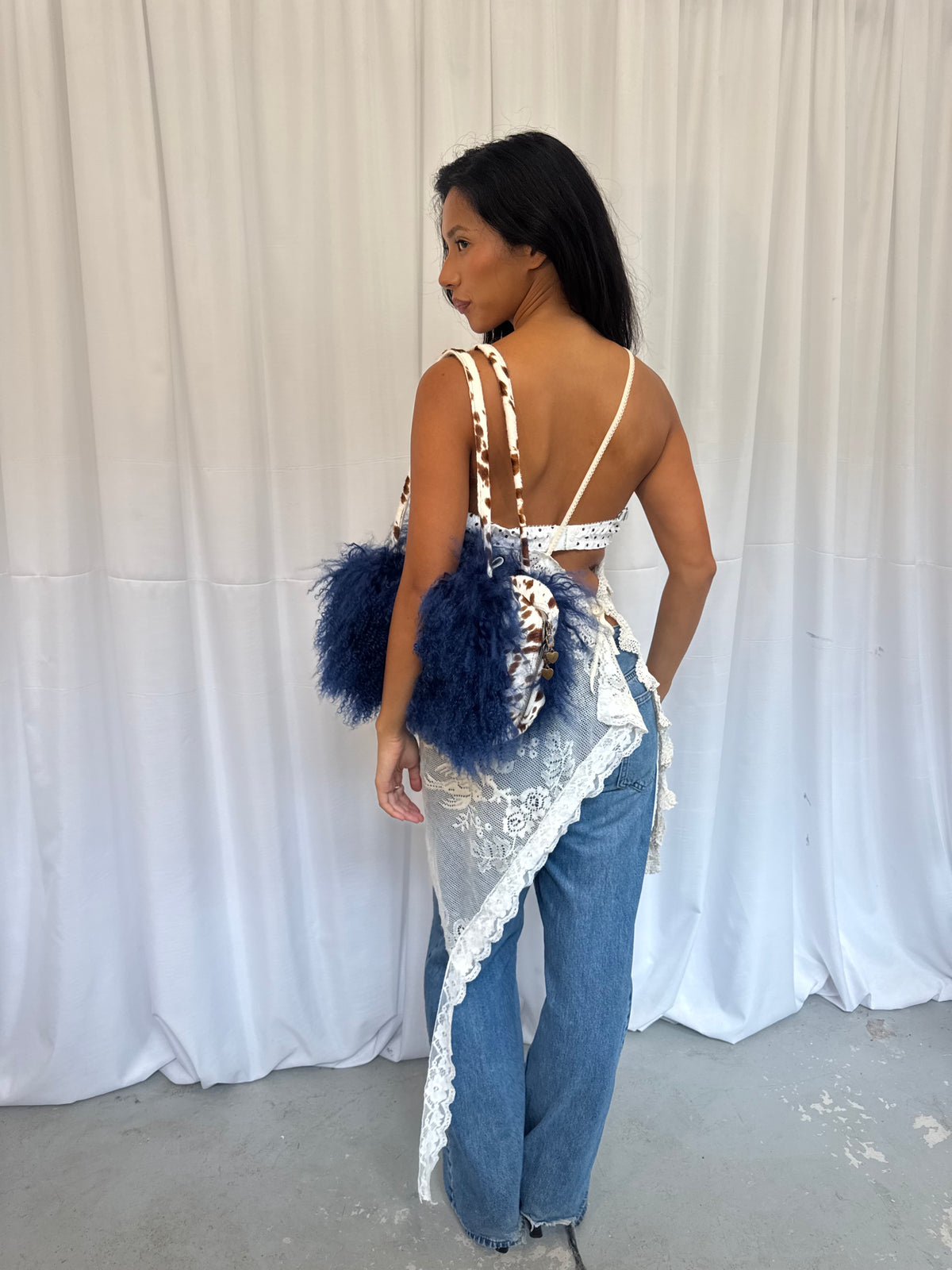 Upcycled Asymmetric Lace Top