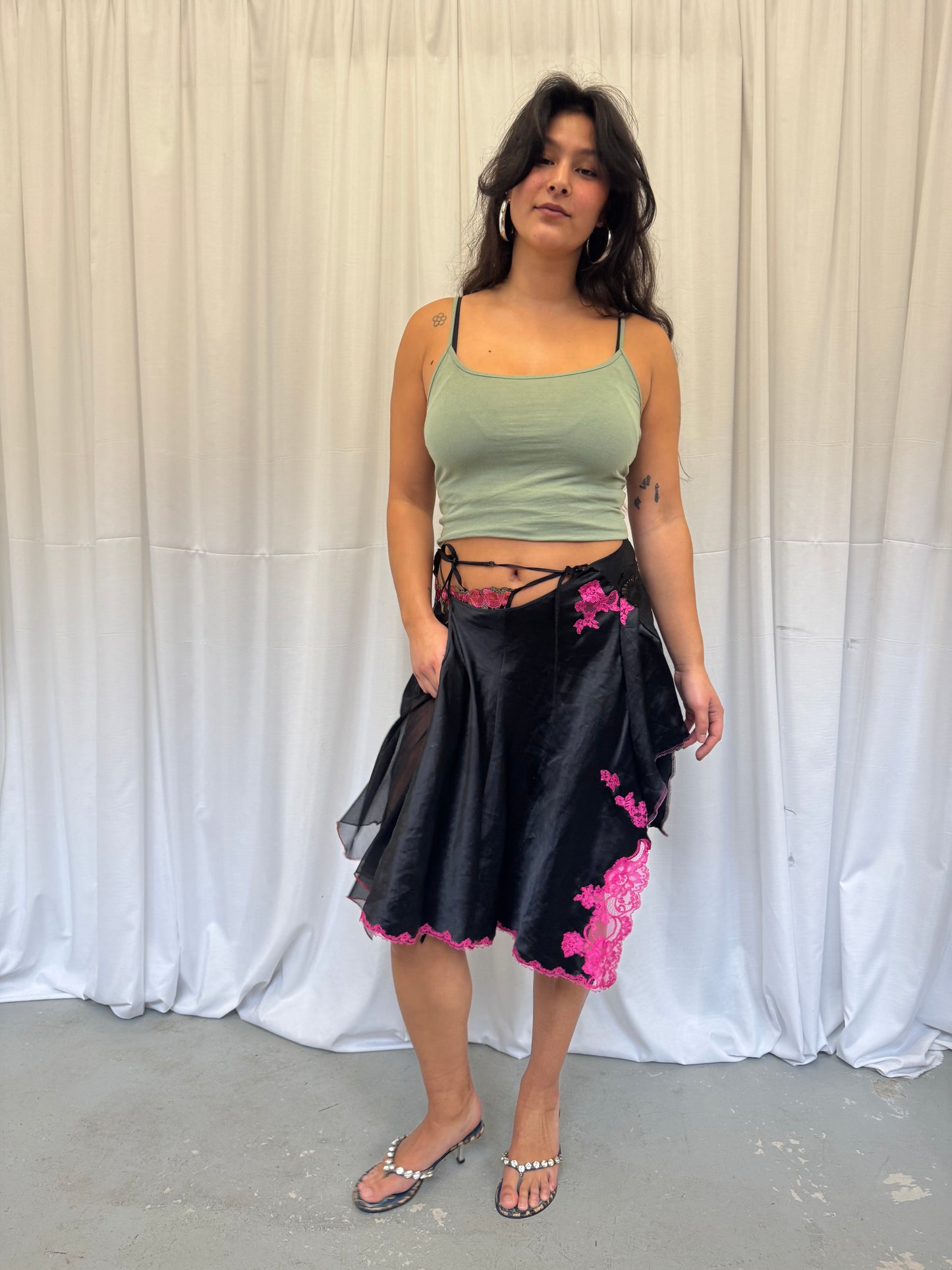 Upcycled black wrap skirt