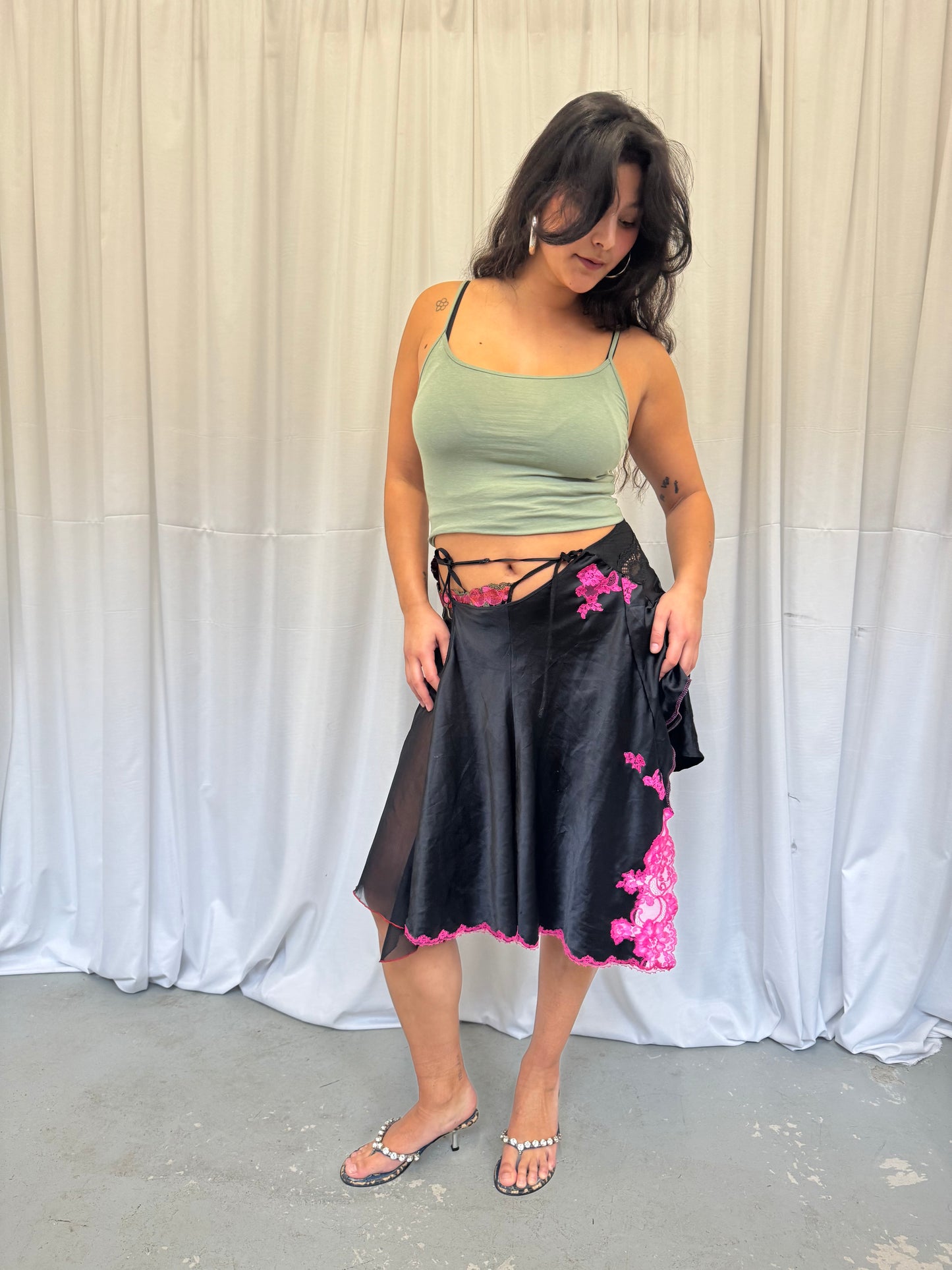 Upcycled black wrap skirt