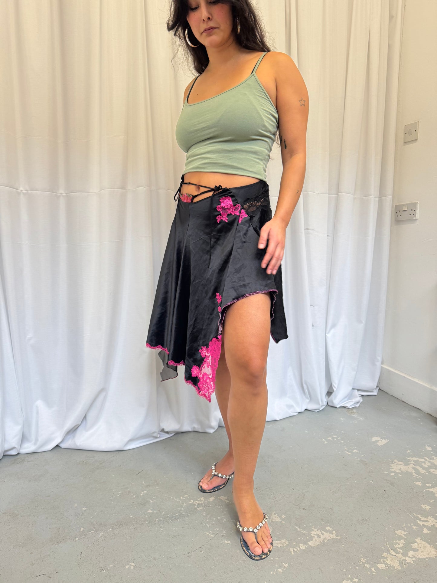 Upcycled black wrap skirt